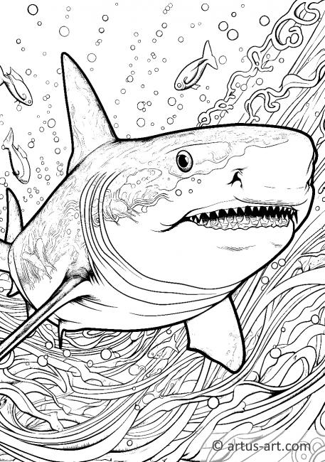 Página para colorear de tiburón blanco